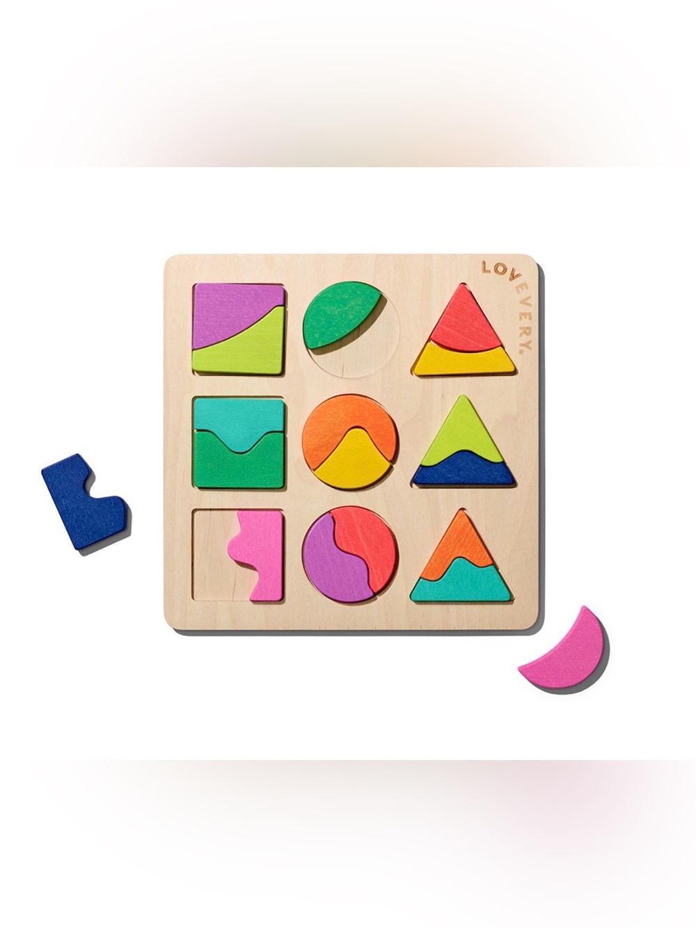 Lovevery Wooden Shape Puzzle - Land And Sky Two-Part Puzzle Board